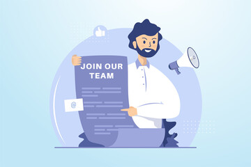 Announcement about joining our team for open recruitment illustration concept