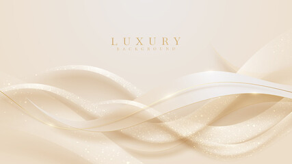 Golden curve line luxury background, Modern cover design. invitation card template concept. Vector illustration.