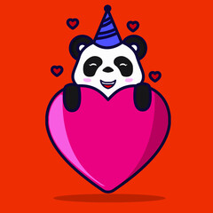 panda with heart