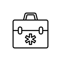 Emergency bag, fist aid kit thin line icon. Symbol of healthcare. Vector illustration.