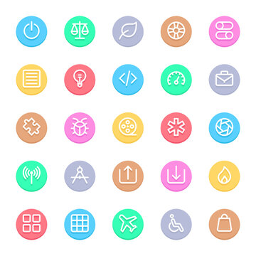 Circle color outline icons for web & mobile.