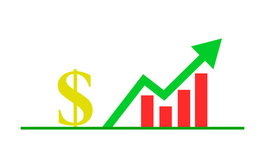 business graph with money: dollar . growing chart