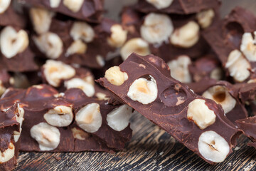 bitter chocolate with hazelnuts, homemade