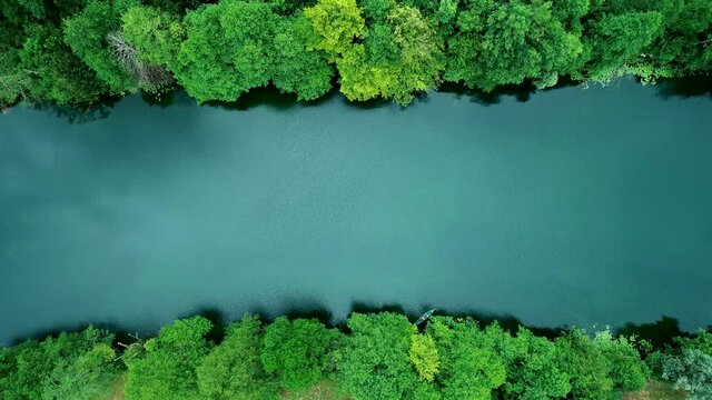 Aerial view of Mreznica river near Generalski Stol, Karlovac, Croatia.