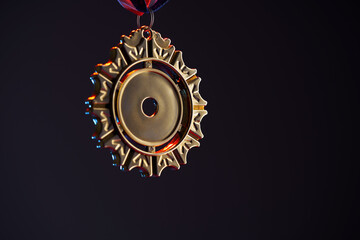 Naklejka premium gold medal on the colored background