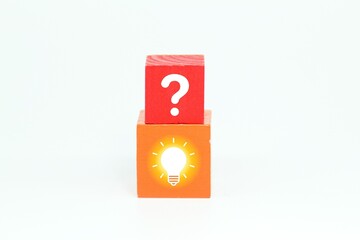 colored cubes with question and idea icons. the concepts of Q and A.
