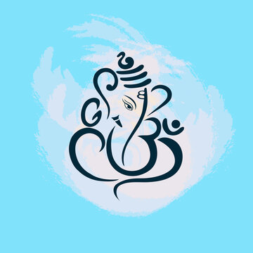 Drawing or sketch of Lord Ganesha isolated on a light-blue background Stock  Photo - Alamy