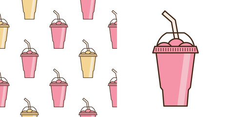 Vector slush drink isolated icon. Cartoon ice cup (Frozen Drink). Emoji clipart drawing of tropical smoothie shake.