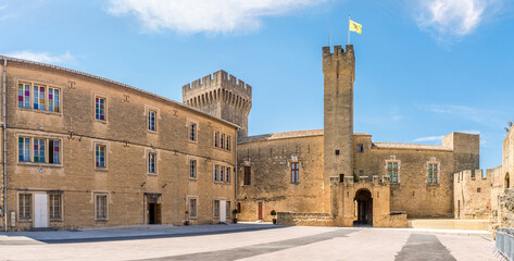 Panoramic view at the Courtyard of Empori Castle in Salon-de-Provence, France