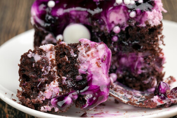 puff pastry made of sponge cake and buttercream cake with currant flavor