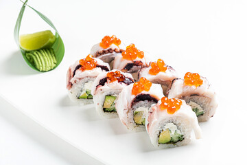 tasty sushi on the white