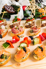 Christmas appetizers on the table