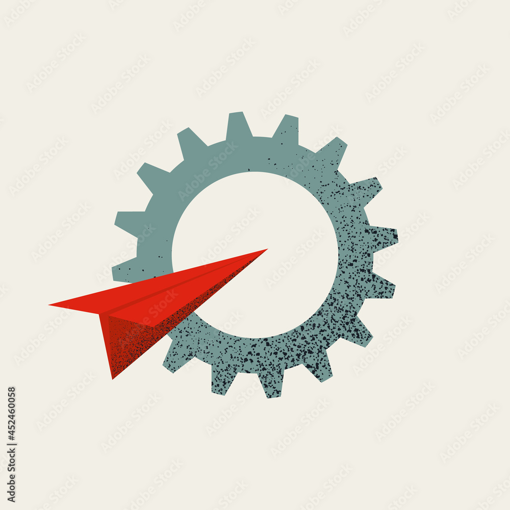 Poster business process automation vector concept. symbol of new workflow, transition and transformation. m