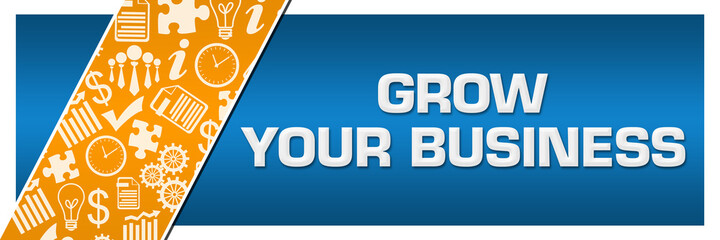 Grow Your Business Orange Business Element Blue Left Side 