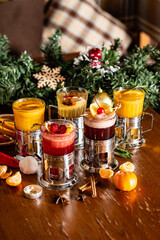 winter drinks with berries and fruits,