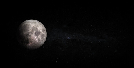 Full moon isolated on space background. Elements of this image furnished by NASA.