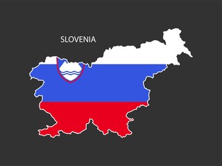Obraz premium Sticker outline map of the Slovenia, Slovenia flag.