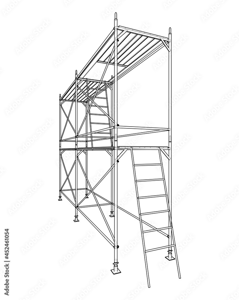 Poster prefabricated scaffolding. vector