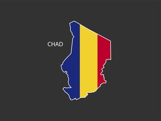 Sticker outline map of the Chad, Chad flag.