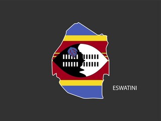 Sticker outline map of the Eswatini, Eswatini flag.