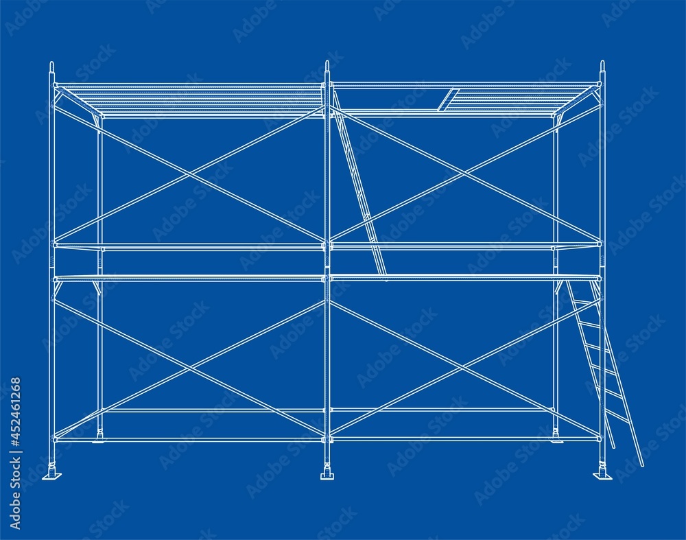 Poster prefabricated scaffolding. vector
