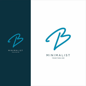 B Beauty vector, handwritten logo of initial signature, wedding, fashion, jewelry, boutique, floral and botanical with creative template