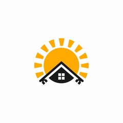 key house and sun combination logo