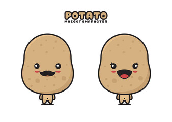 cute potato mascot, fruit cartoon illustration