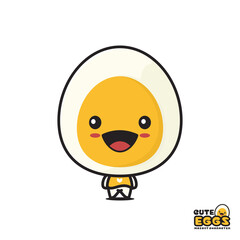 cute boiled egg mascot, food cartoon illustration