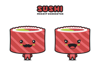 cute sushi mascot, japanese cuisine cartoon illustration