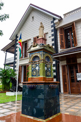 Queen Victoria Diamond Jubilee Fountain in front of the National Museum of History, Victoria, Mahe, Seychelles.