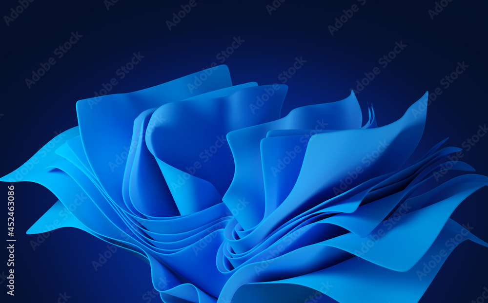 Wall mural Abstract modern minimal background with folded fabric, blue cloth