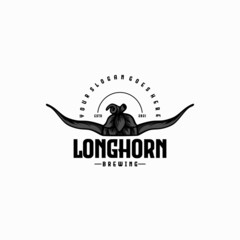 longhorn with hops for brewing, logo reference