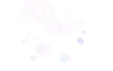 Light Pink, Blue vector doodle pattern with roses.