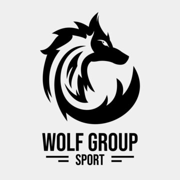 Black wolf vintage logo, vector format, esport mascot design