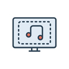 Color illustration icon for music 