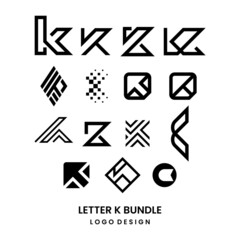 Modern, clean and unique letter K bundle logo.
EPS 10, Vector.