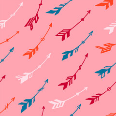 Decorative boho arrows vector seamless pattern. Ethnic apache design. Native american motif. Cupid