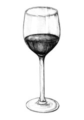 Hand drawn red wine glass 