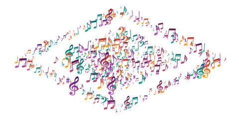Musical note symbols vector background. Sound