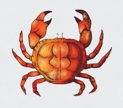 Hand drawn crab isolated