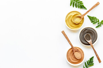 Cosmetic clay for spa treatment, top view