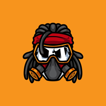 GAS MASK ROCKER MASCOT LOGO