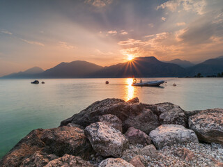 Lago di Garda Sunset view after a beautiful vacation day at the famous travel region