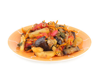 Vegetable stew on a white background