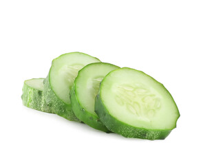 Cucumber slices isolated on a white background.