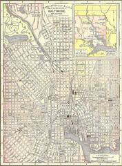 Vertical shot of the vintage 1891 map of Brooklyn