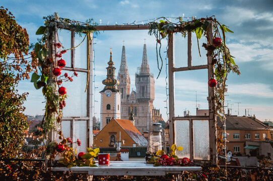 Fototapeta Zagreb cathedral view from upper town