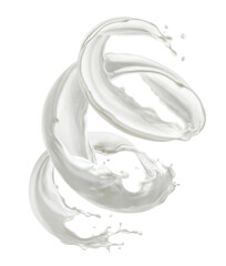 Milk splash, cream swirl isolated on white background