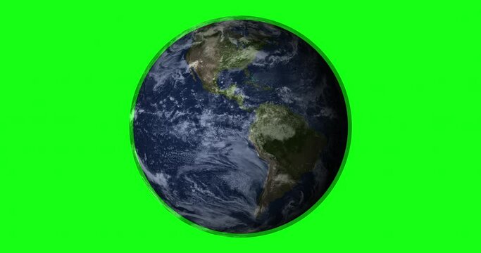 Planet earth from space. Planet rotating animation. Global space exploration space travel concept. Digitally generated image. Green Scene.